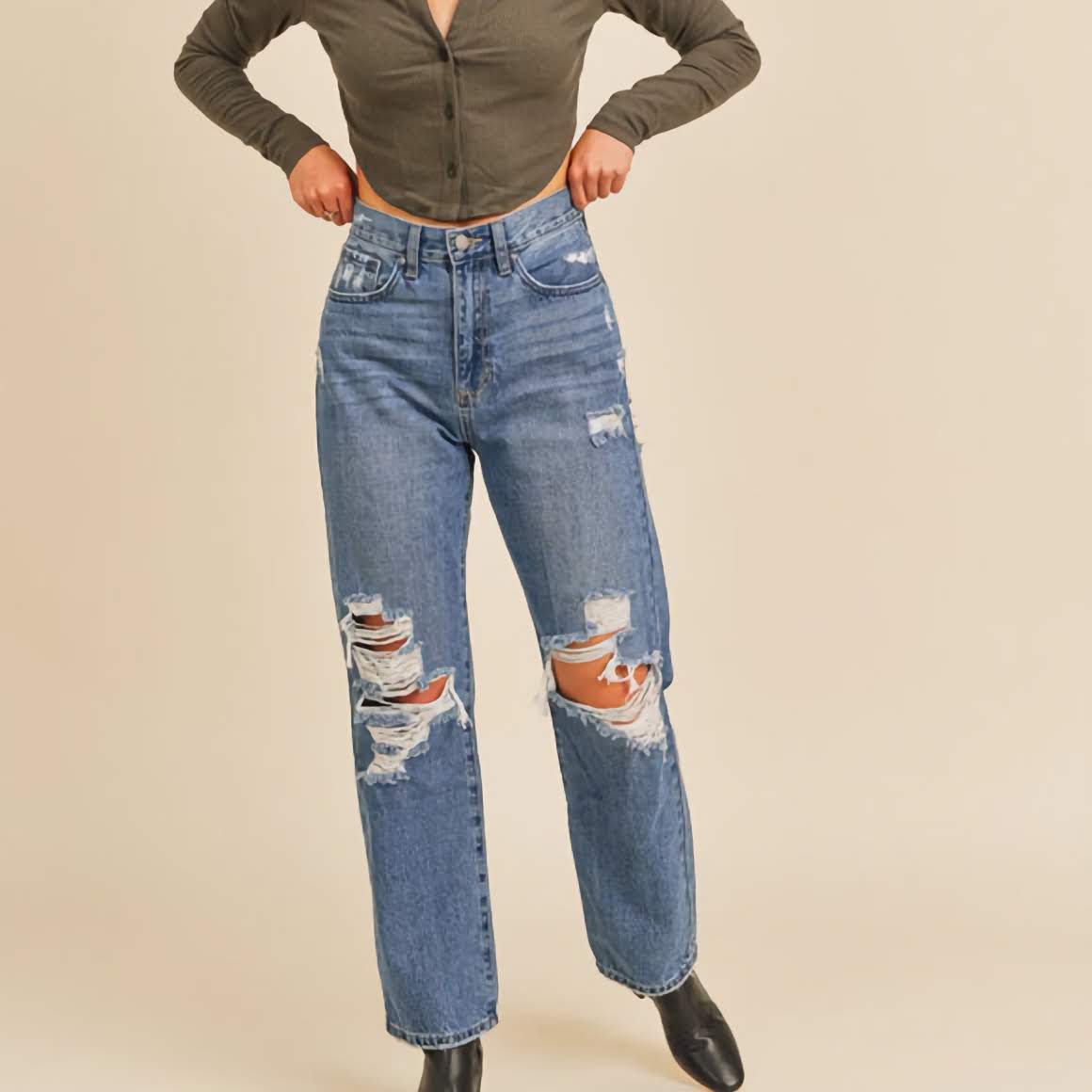 Just Black Denim High Rise Dad Jeans - Dixie Hike & Style