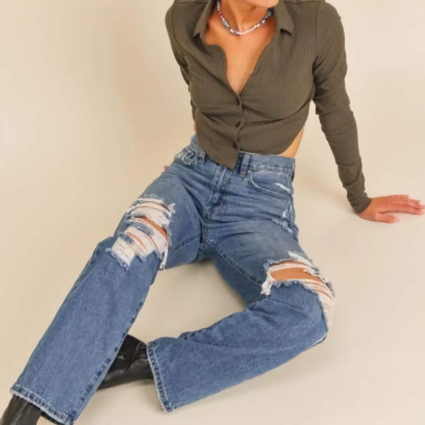 Just Black Denim High Rise Dad Jeans - Dixie Hike & Style