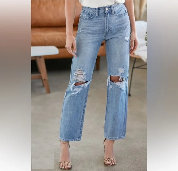 Just Black Denim High Rise Dad Jeans - Dixie Hike & Style