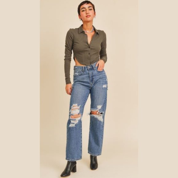 Just Black Denim High Rise Dad Jeans - Dixie Hike & Style