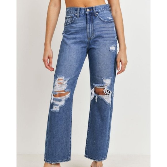 Just Black Denim High Rise Dad Jeans - Dixie Hike & Style