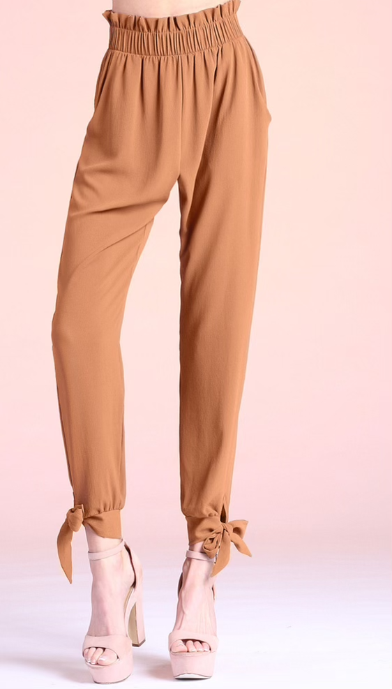 Tyche P-6385 Textured Ruffle Waist Ankle Pants - Dixie Hike & Style