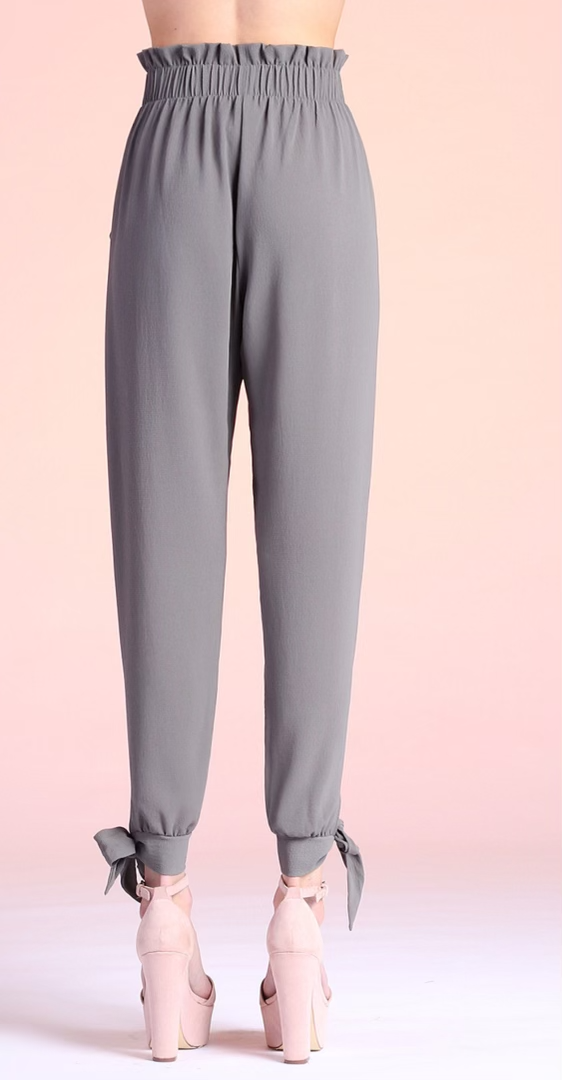 Tyche P-6385 Textured Ruffle Waist Ankle Pants - Dixie Hike & Style