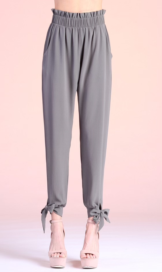 Tyche P-6385 Textured Ruffle Waist Ankle Pants - Dixie Hike & Style