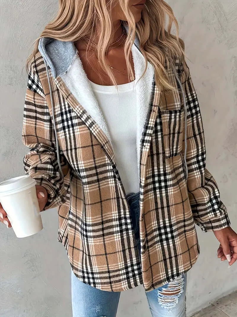 Classic Plaid Hooded Jacket | Women's Thermal Vintage Coat - Dixie Hike & Style