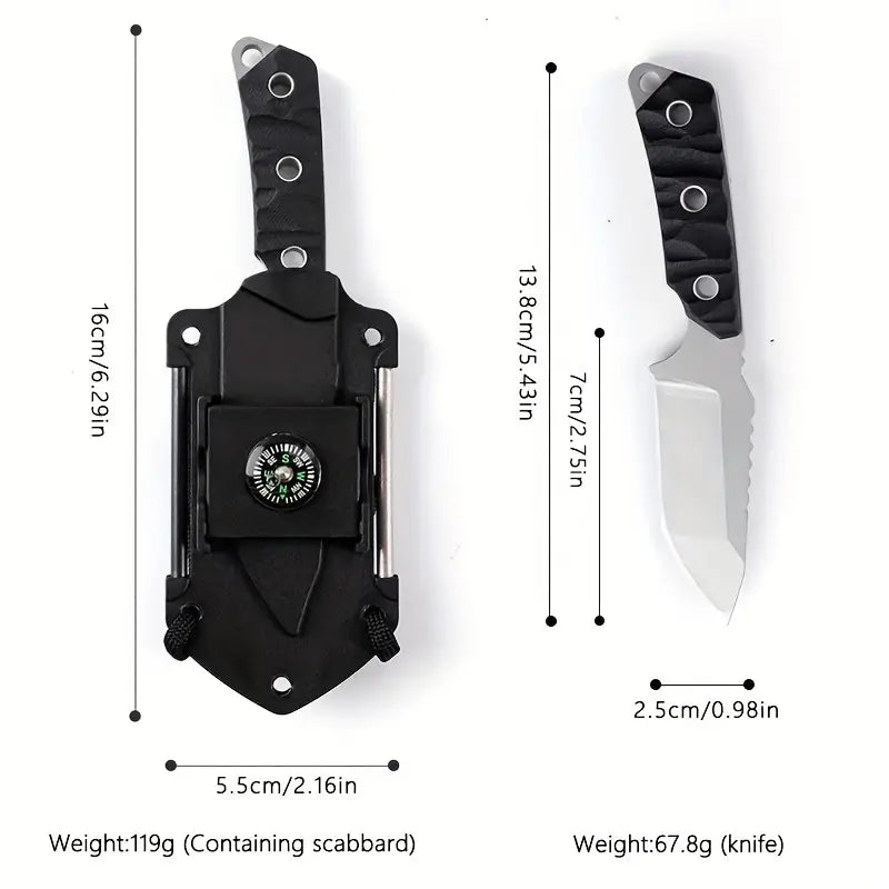 Wild West Survivalist: Multi-Function Knife with Built-In Flint, Compass, and Mirror - Dixie Hike & Style