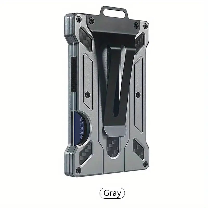 Slim RFID-Blocking Wallet: Aluminum Money Clip, ID Window, 15-Card Capacity