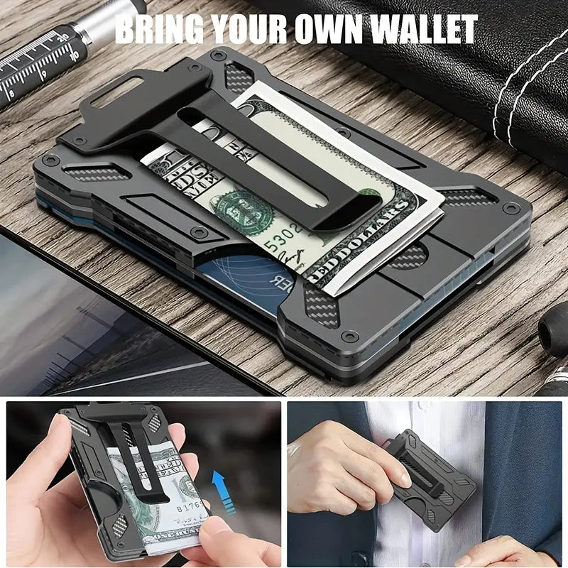 Slim RFID-Blocking Wallet: Aluminum Money Clip, ID Window, 15-Card Capacity - Dixie Hike & Style