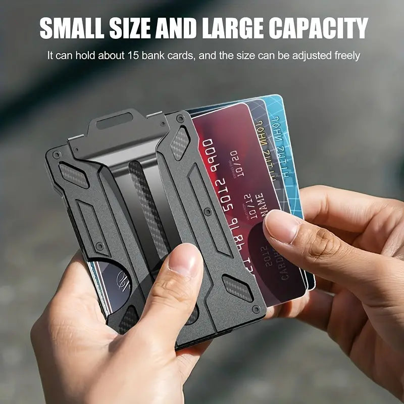 Slim RFID-Blocking Wallet: Aluminum Money Clip, ID Window, 15-Card Capacity - Dixie Hike & Style