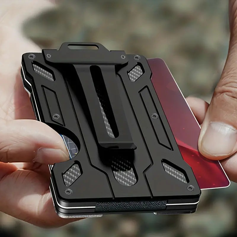 Slim RFID-Blocking Wallet: Aluminum Money Clip, ID Window, 15-Card Capacity - Dixie Hike & Style