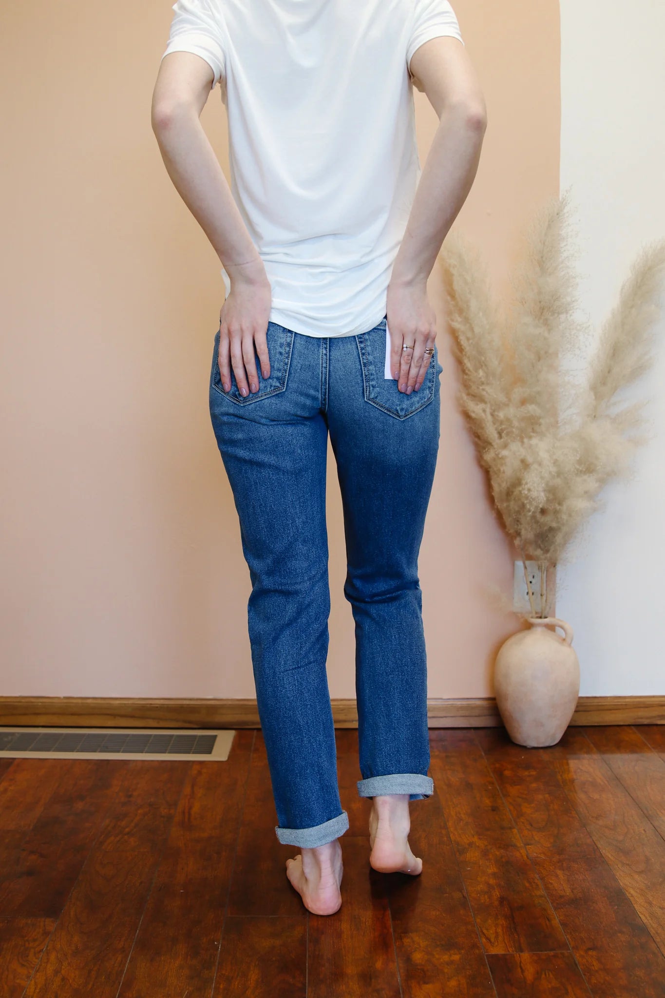 VERVET Erika Blue Distressed Mom Jeans - Dixie Hike & Style