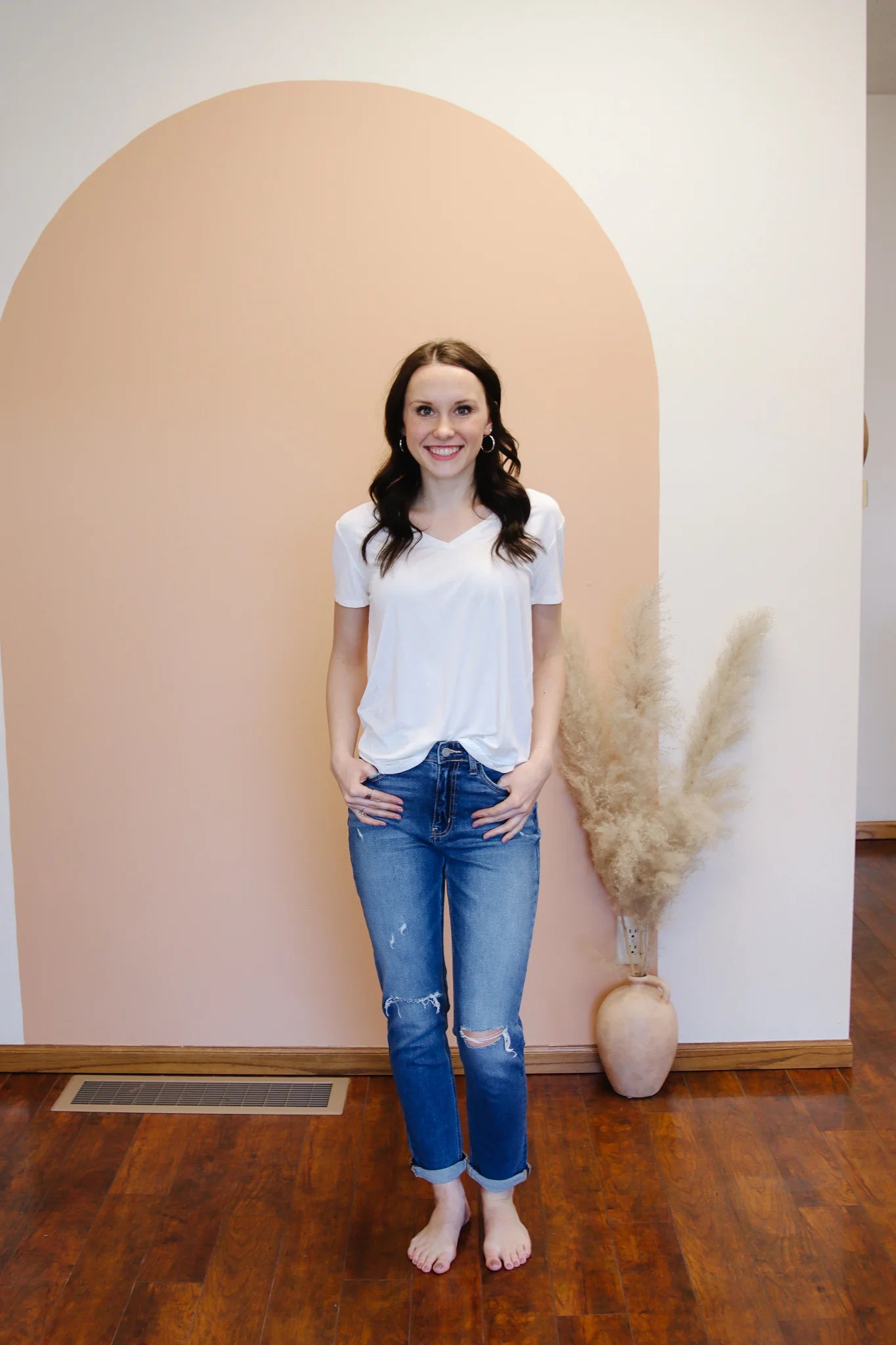 VERVET Erika Blue Distressed Mom Jeans - Dixie Hike & Style