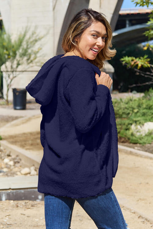 Teddy Hooded Jacket with Pockets - Dixie Hike & Style