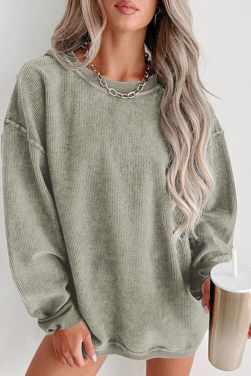Round Neck Dropped Shoulder Sweatshirt - Dixie Hike & Style