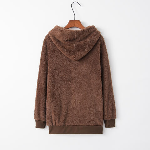 Quarter-Zip Drawstring Teddy Hoodie - Dixie Hike & Style