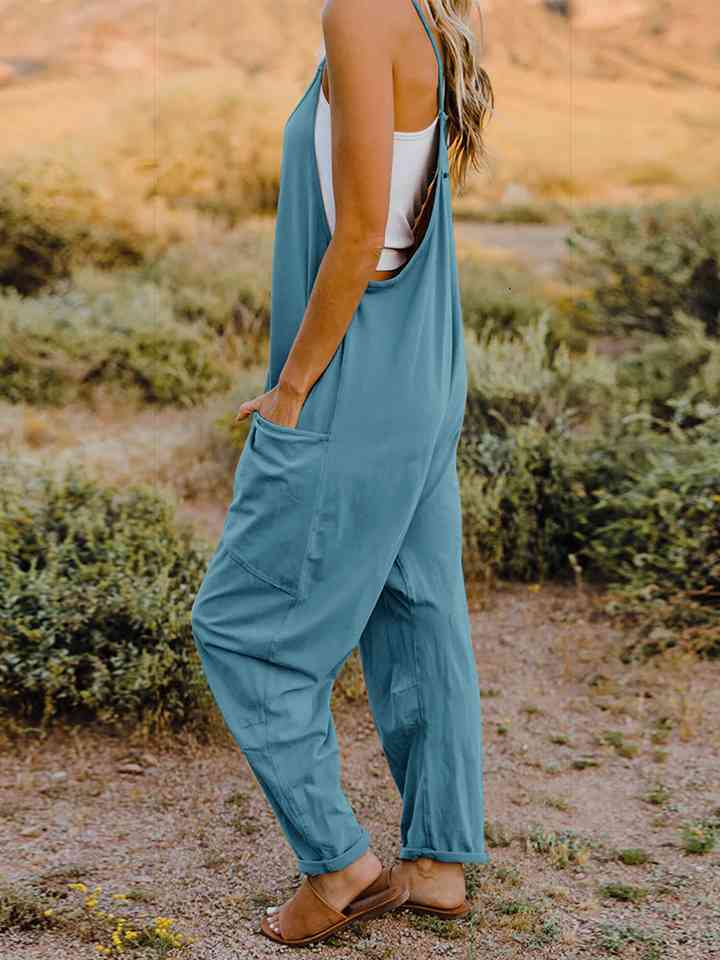 Double Take V-Neck Sleeveless Jumpsuit with Pocket - Dixie Hike & Style