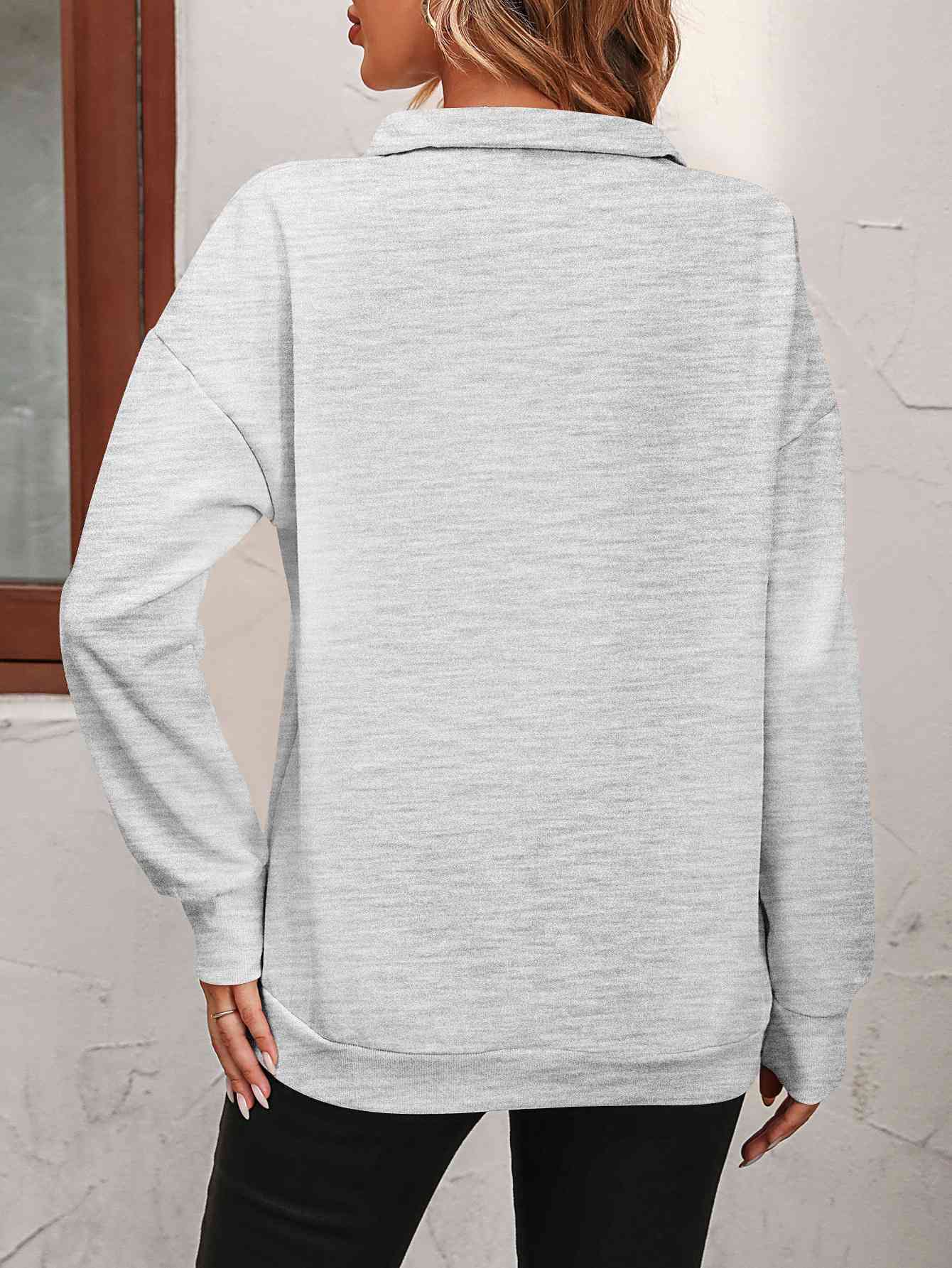 Zip-Up Dropped Shoulder Sweatshirt - Dixie Hike & Style