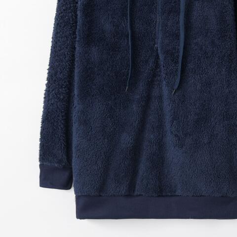 Quarter-Zip Drawstring Teddy Hoodie - Dixie Hike & Style