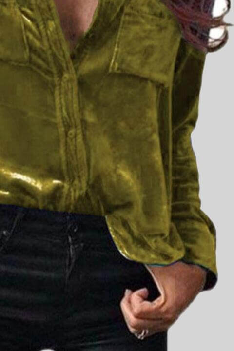 Button Up Collared Shirt with Breast Pockets - Dixie Hike & Style