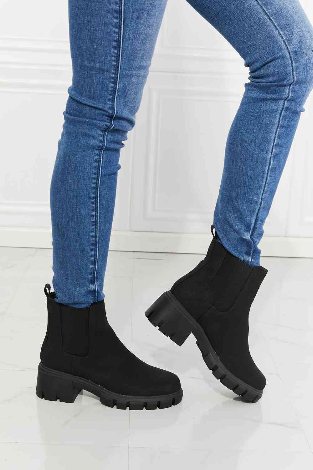 MMShoes Work For It Matte Lug Sole Chelsea Boots in Black - Dixie Hike & Style