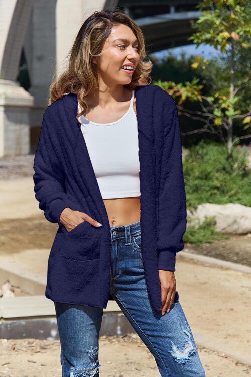 Teddy Hooded Jacket with Pockets - Dixie Hike & Style