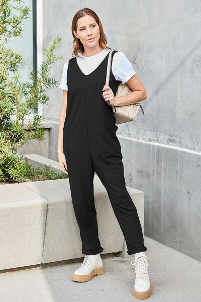 Double Take Full Size Sleeveless Straight Jumpsuit - Dixie Hike & Style