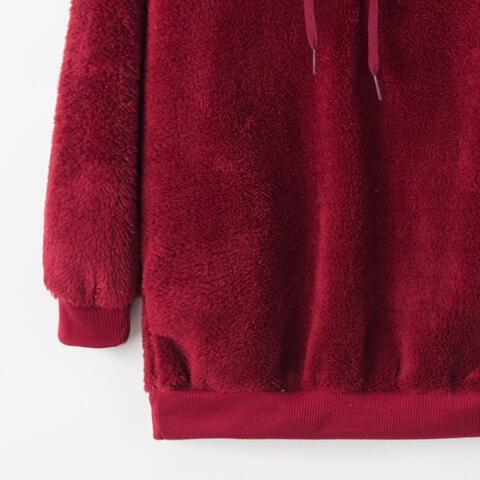 Quarter-Zip Drawstring Teddy Hoodie - Dixie Hike & Style