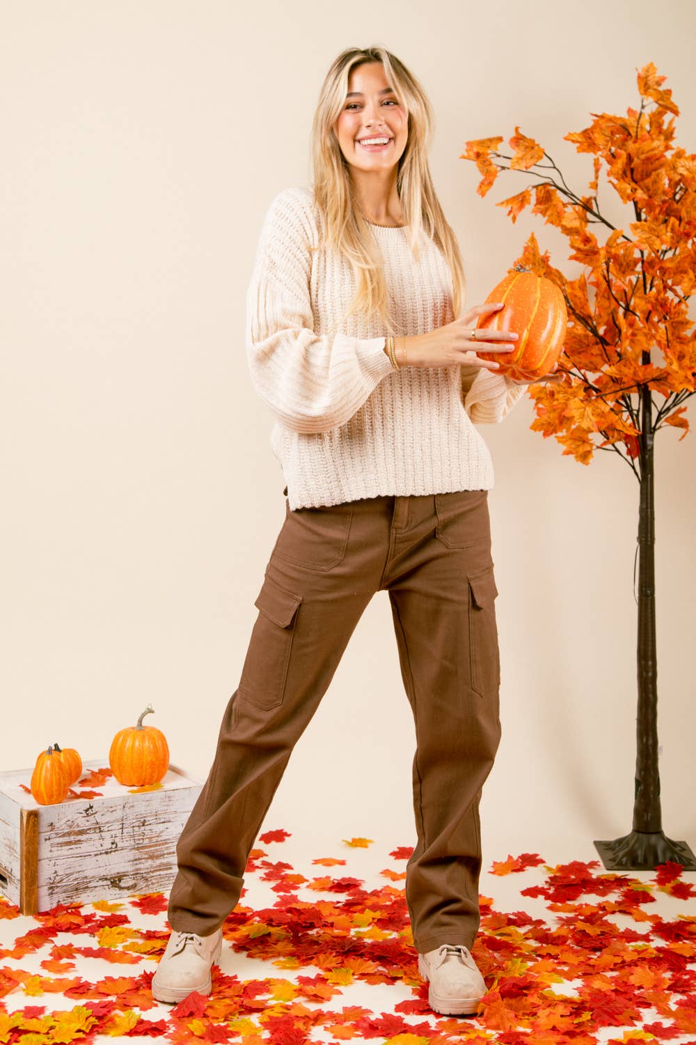 NP70255-Low Waist Casual Cargo Pants