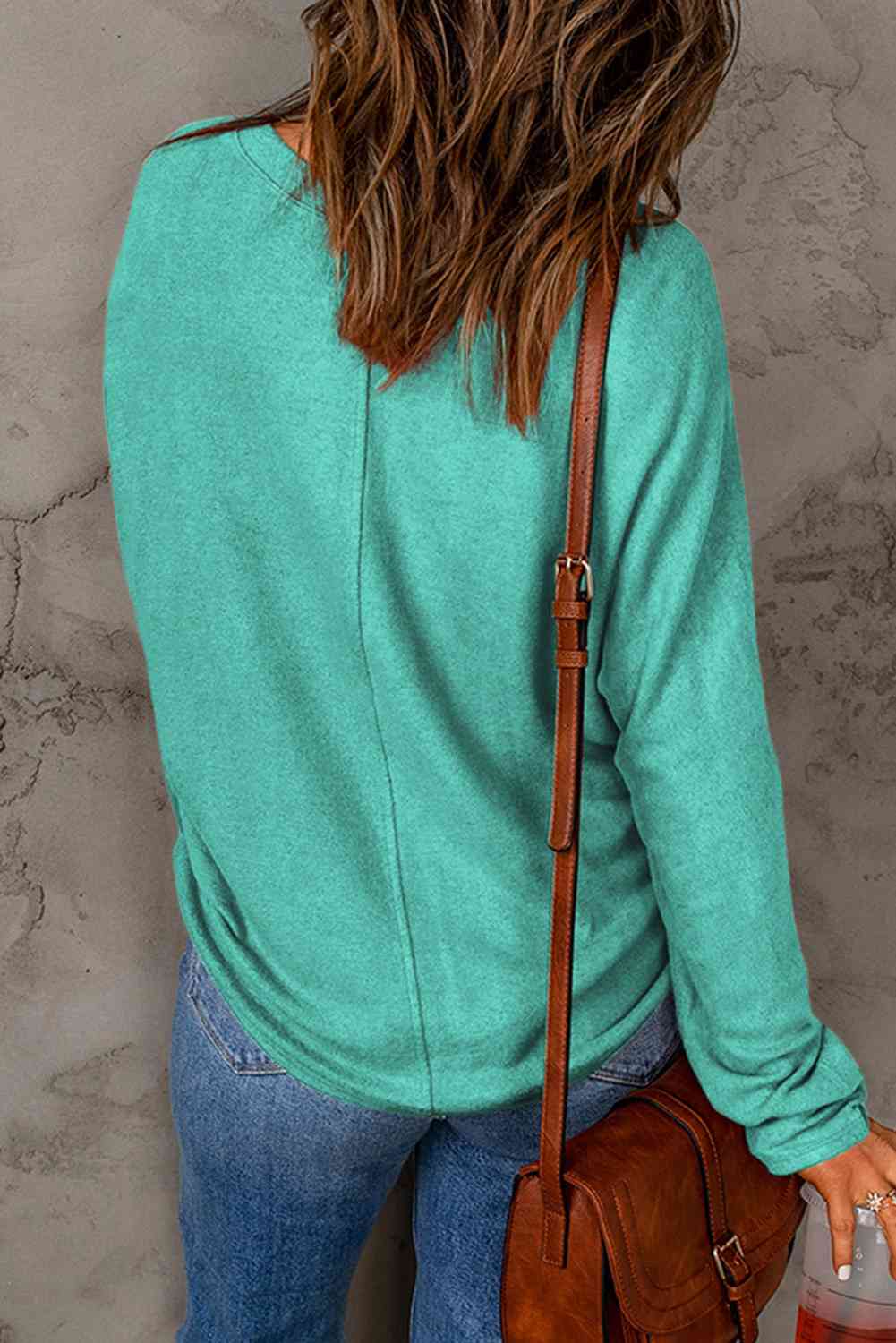Seam Detail Round Neck Long Sleeve Top - Dixie Hike & Style