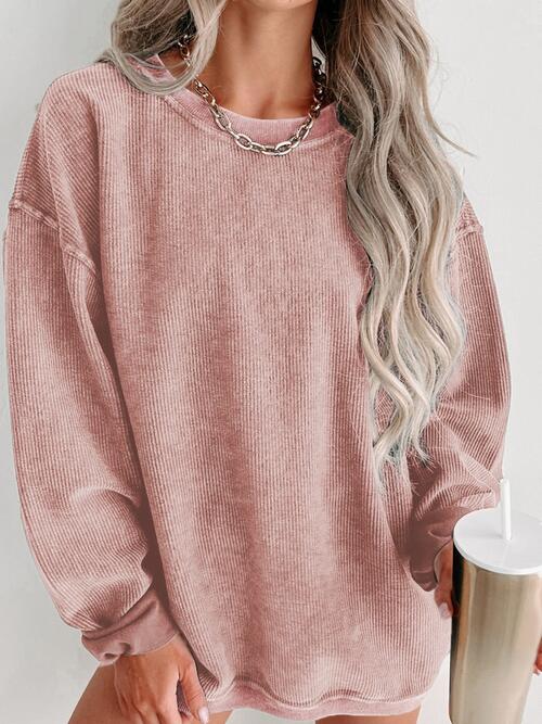 Round Neck Dropped Shoulder Sweatshirt - Dixie Hike & Style