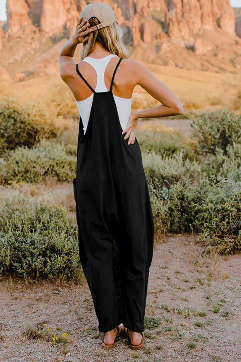 Double Take V-Neck Sleeveless Jumpsuit with Pocket - Dixie Hike & Style