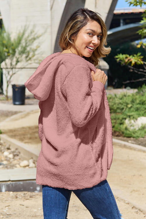 Teddy Hooded Jacket with Pockets - Dixie Hike & Style