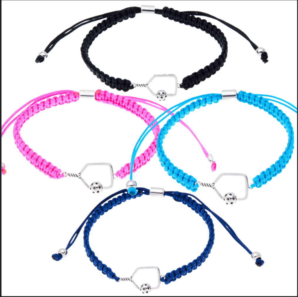 Pickleball Paddle Adjustable Rope Bracelet - Pick Color - Dixie Hike & Style