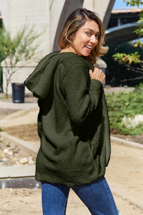 Teddy Hooded Jacket with Pockets - Dixie Hike & Style