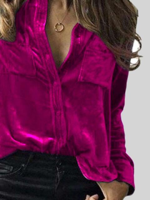 Button Up Collared Shirt with Breast Pockets - Dixie Hike & Style