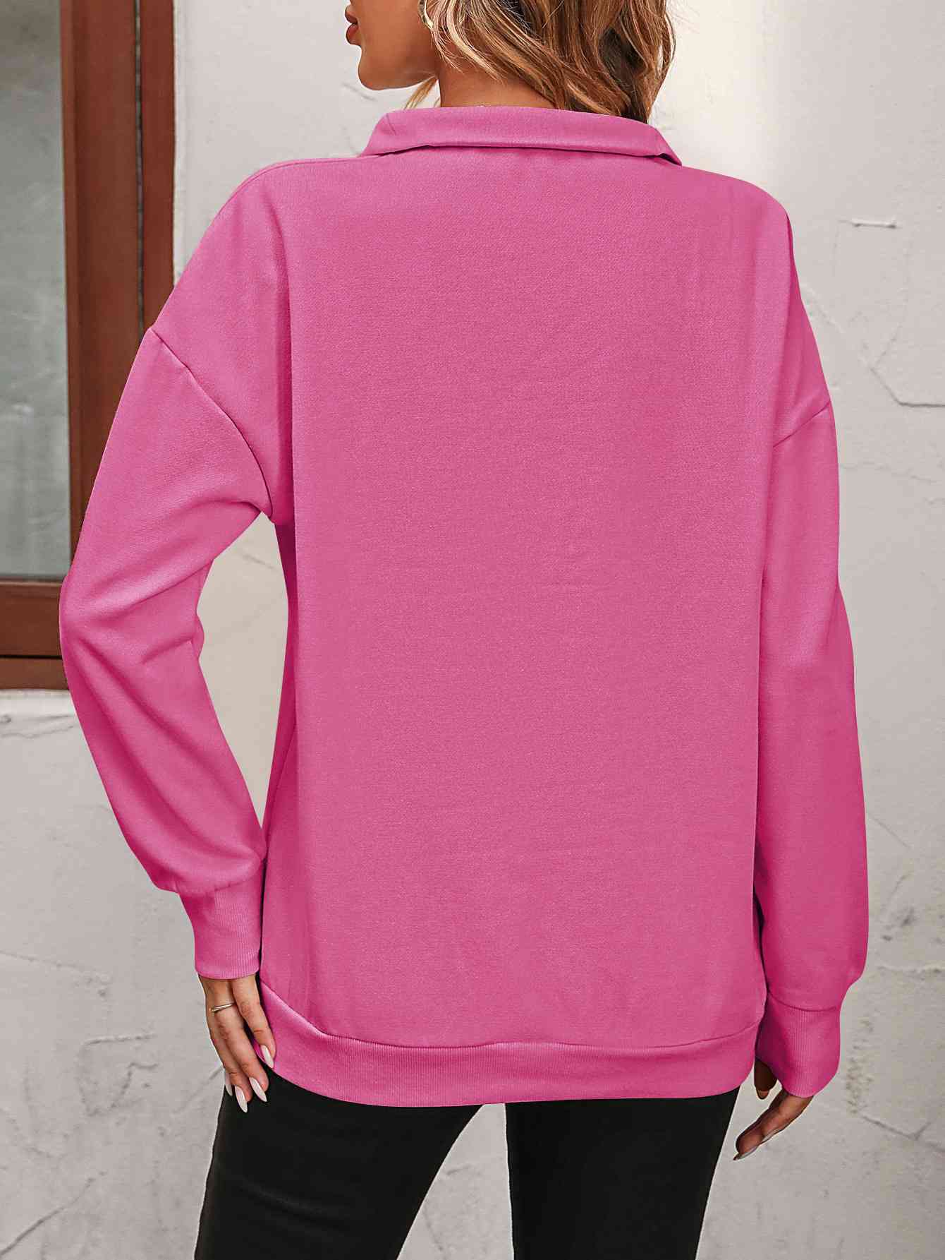 Zip-Up Dropped Shoulder Sweatshirt - Dixie Hike & Style