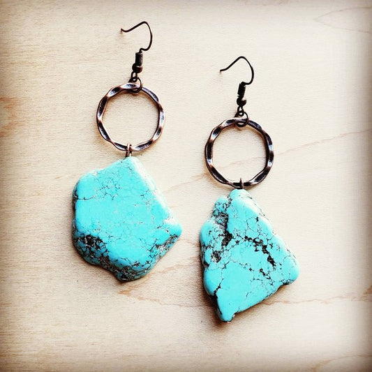 Blue Turquoise Chunky Earrings - Dixie Hike & Style