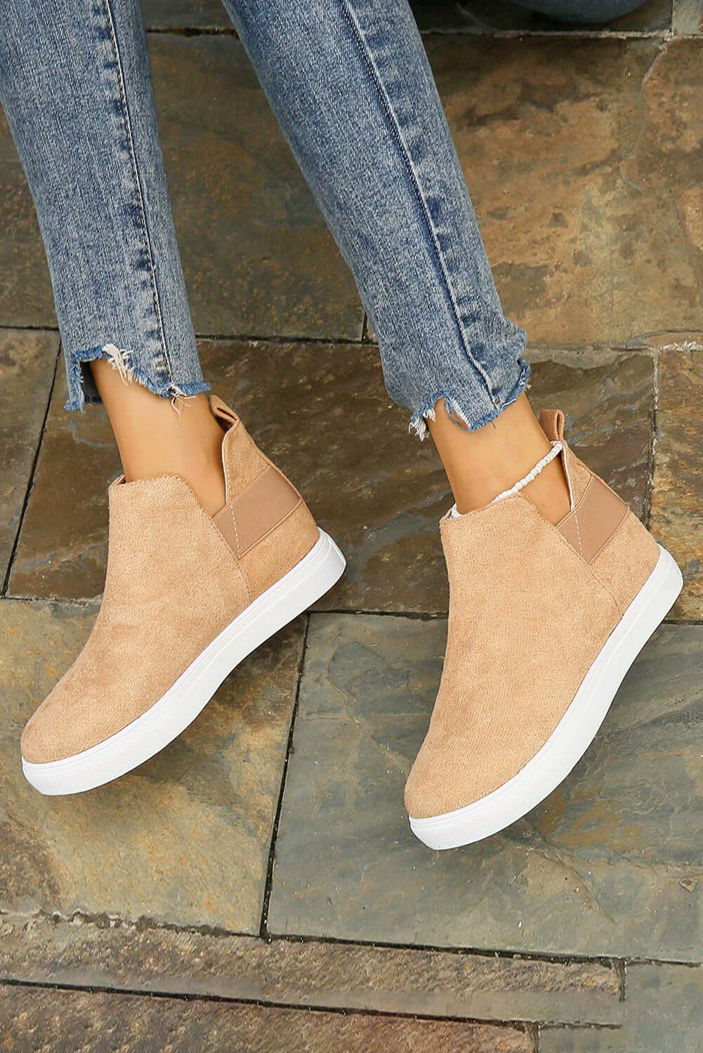 Camel Suede Slip-on Casual Boots - Dixie Hike & Style