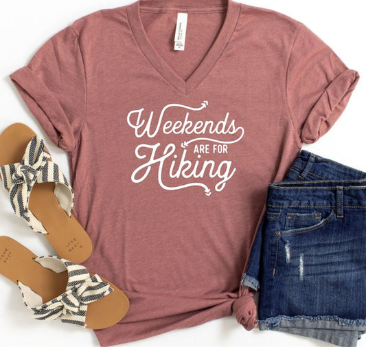 Weekends Are For Hiking V Neck Tee - Dixie Hike & Style