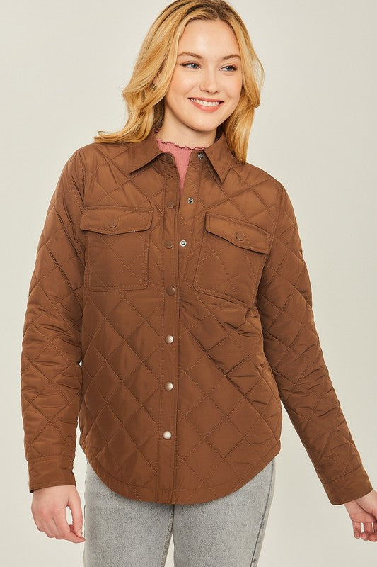 Woven Solid Bust Pocket Shacket - Dixie Hike & Style