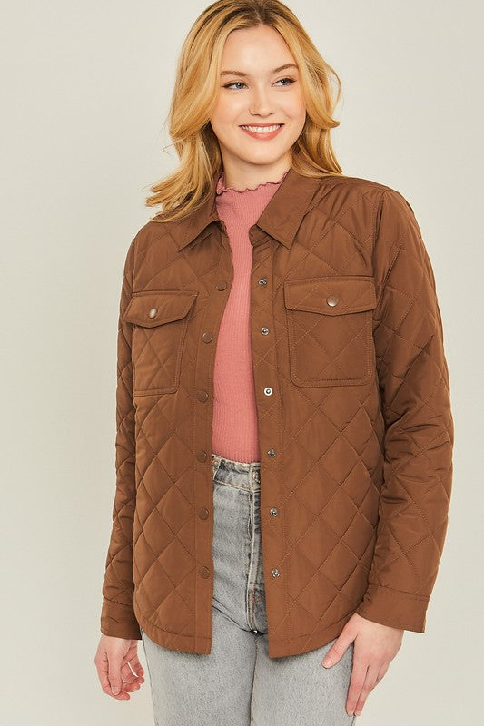 Woven Solid Bust Pocket Shacket - Dixie Hike & Style