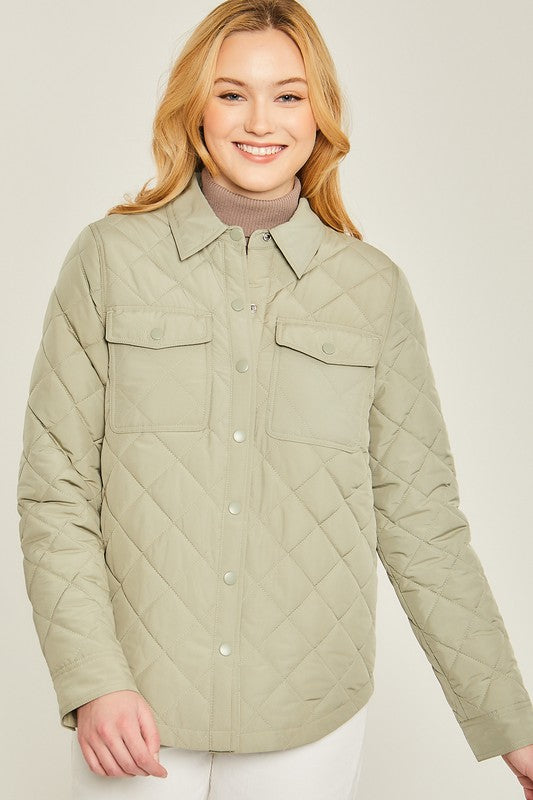 Woven Solid Bust Pocket Shacket - Dixie Hike & Style