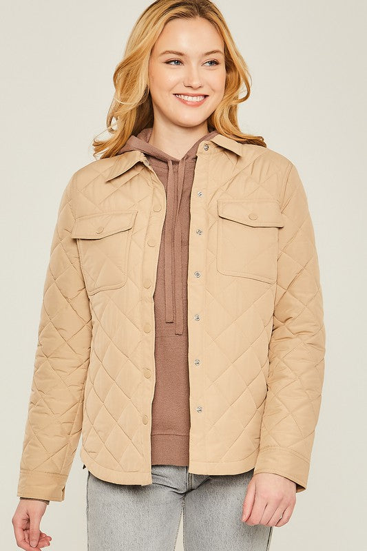 Woven Solid Bust Pocket Shacket - Dixie Hike & Style