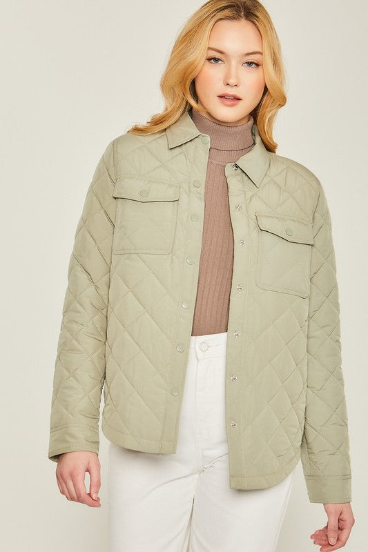 Woven Solid Bust Pocket Shacket - Dixie Hike & Style