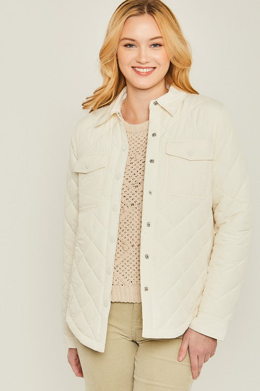 Woven Solid Bust Pocket Shacket - Dixie Hike & Style