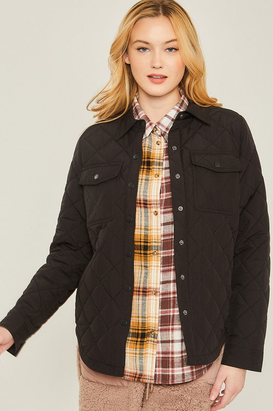 Woven Solid Bust Pocket Shacket - Dixie Hike & Style