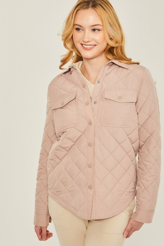 Woven Solid Bust Pocket Shacket - Dixie Hike & Style