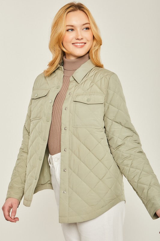 Woven Solid Bust Pocket Shacket - Dixie Hike & Style