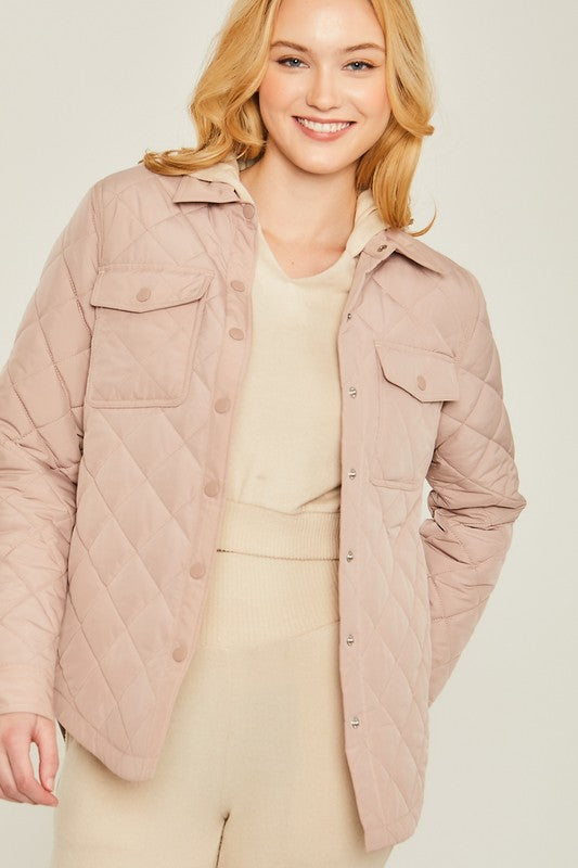 Woven Solid Bust Pocket Shacket - Dixie Hike & Style