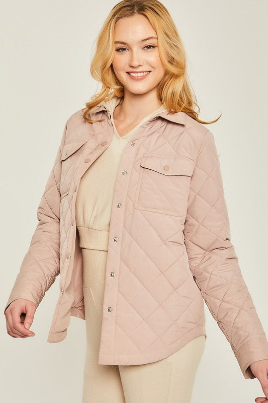 Woven Solid Bust Pocket Shacket - Dixie Hike & Style